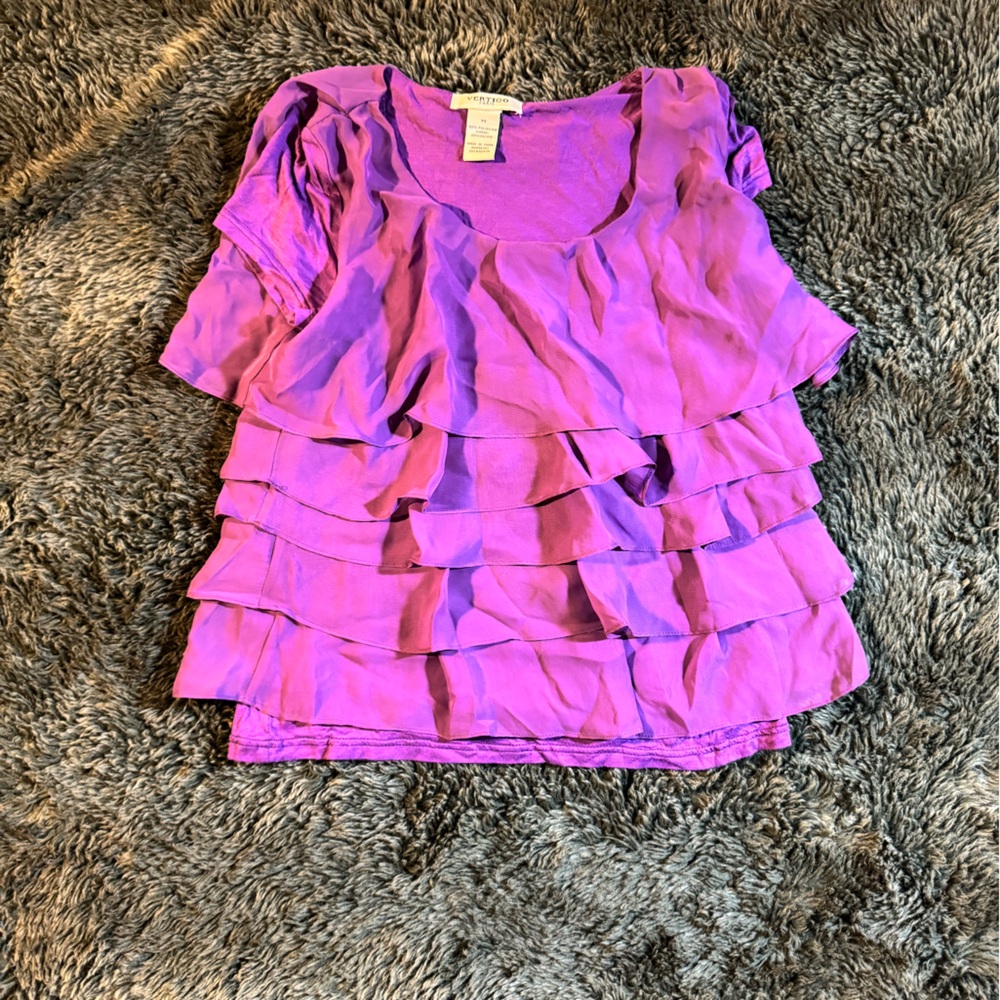 Vertico Paris purple blouse ruffled